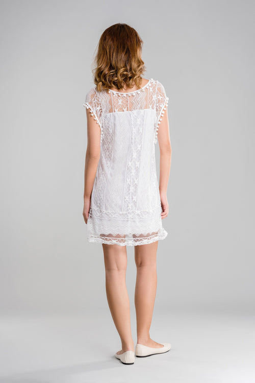 Pom Pom Lace Mini Dress