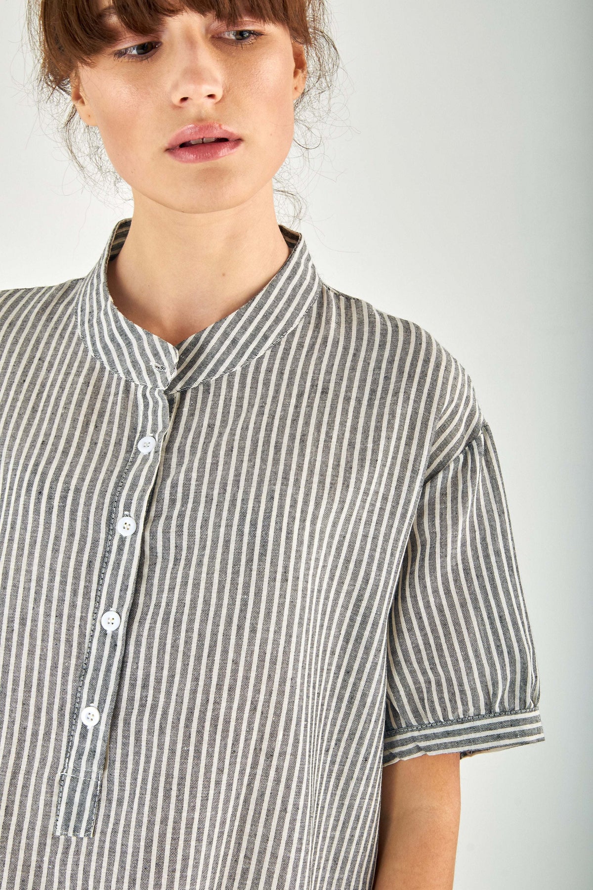 Striped Gauze Shirt Dress